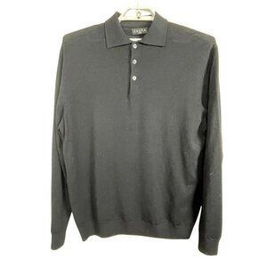 Valda Collection Italy Merino Wool Men's Black Button Pullover Size 2XL Sweater